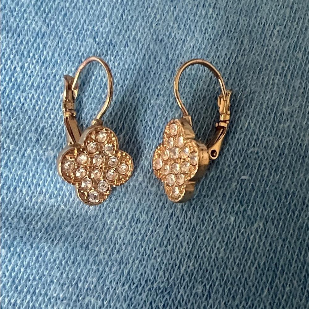 Elegant Gold and Silver Crystal Earrings - Picture 4 of 4